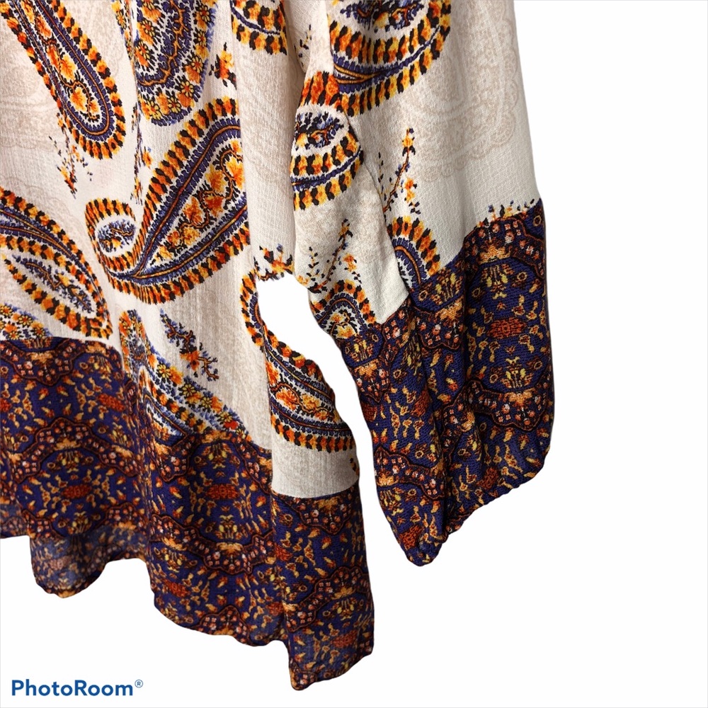 Lucky Brand Large Boho Paisley Peasant Blouse - Picture 6 of 9